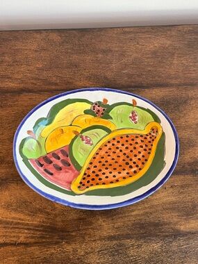 Talavera Hand-Painted Ceramic Fruit Serving Platter - Bright Multicolor